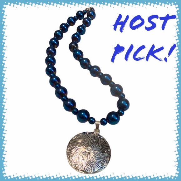 Hand Crafted Jewelry - Hand Crafted Iris Blue Necklace Glass Bead Collar Statement